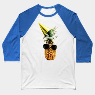 Funny pineapple wearing black aviator style sunglasses and party hat Baseball T-Shirt